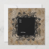招待状婚約パーティブラックブラウンレースフレーム 招待状 (裏面)