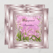 招待状婚約ピンクアールデコフローラ 招待状 (正面/裏面)