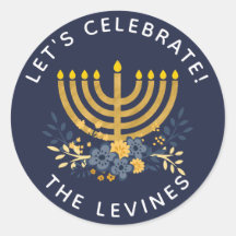 招待状封筒用シール（ユダヤ教）メノラー |ハヌアクカ