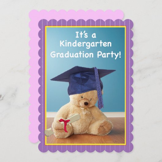 招待状幼稚園の卒業式パーティーTeddy Be 招待状 (正面/裏面)