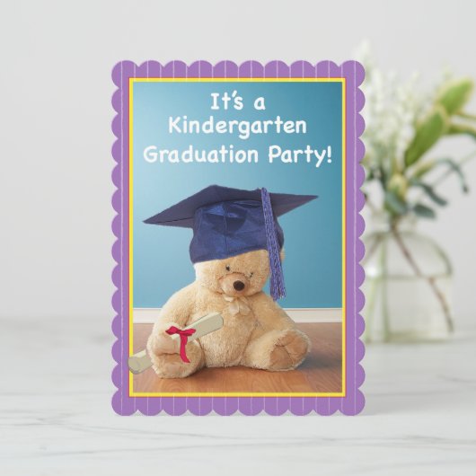 招待状幼稚園の卒業式パーティーTeddy Be 招待状 (スタンド正面)