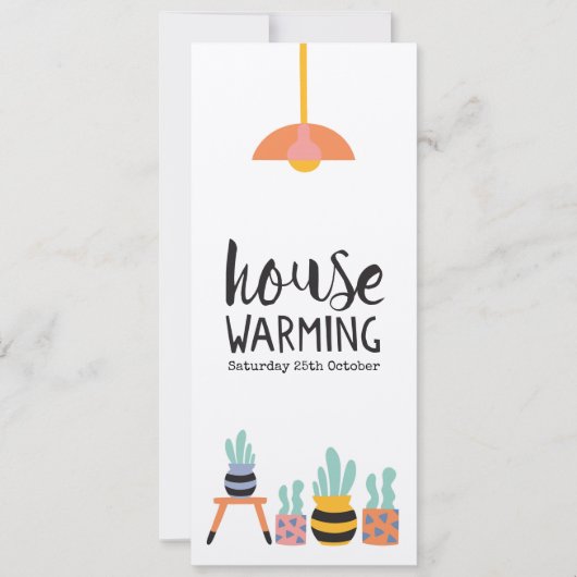 招待状引っ越し祝いパーティーパーティーサボテンイラスト (正面)