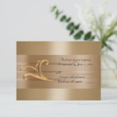 招待状応答カード金ゴールドRSVP 出欠カード (スタンド正面)