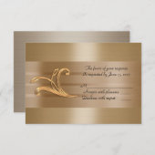 招待状応答カード金ゴールドRSVP 出欠カード (正面/裏面)