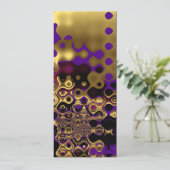 招待状抽象芸術金ゴールドパープルブラック 招待状 (スタンド正面)