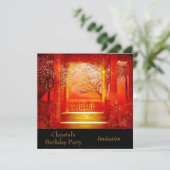 招待状招待状バースデーパーティーアジアシーンレッド 招待状 (スタンド正面)