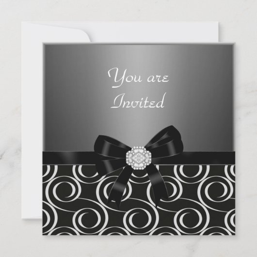 招待状炭スタイリッシュ誕生日パーティー 招待状 (正面)