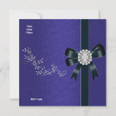 招待状王室のブルーダイヤモンドジュエルブラックボウ 招待状 (裏面)