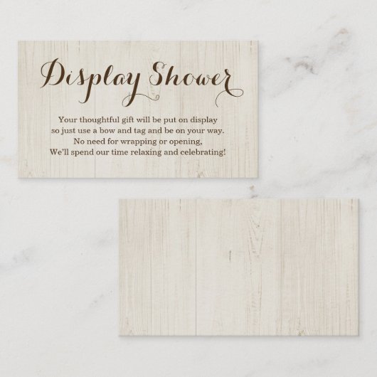 招待状用シャワーインサートを表示素朴- エンクロージャーカード (正面/裏面)