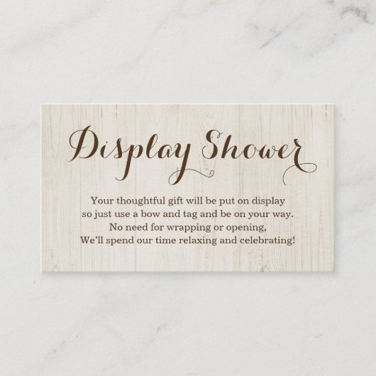 招待状用シャワーインサートを表示素朴- エンクロージャーカード (正面)