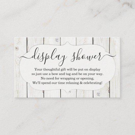 招待状用シャワーインサートを表示素朴- エンクロージャーカード (正面)