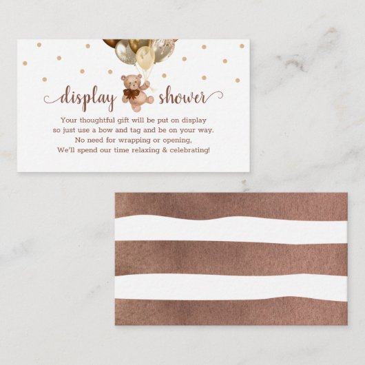 招待状用テディベア表示シャワーインサート エンクロージャーカード (正面/裏面)