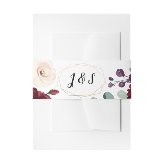 招待状用帯ホワイトローズ金ゴールド幾何学模様 招待状ベリーバンド (正面例)