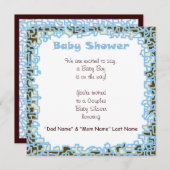 招待状男の赤ちゃんベビーシャワー青い茶色のカード 招待状 (正面/裏面)
