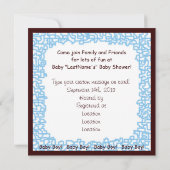 招待状男の赤ちゃんベビーシャワー青い茶色のカード 招待状 (裏面)