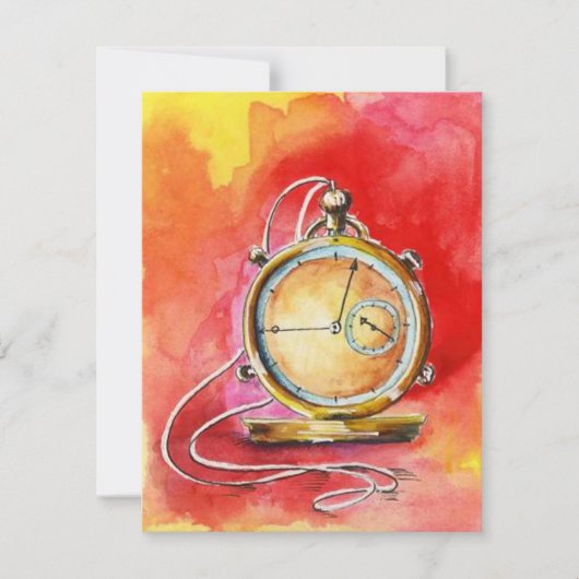 招待状発空白の表金ゴールド懐中時計 招待状 (正面)