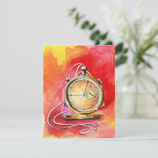 招待状発空白の表金ゴールド懐中時計 招待状 (スタンド正面)