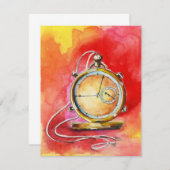 招待状発空白の表金ゴールド懐中時計 招待状 (正面/裏面)