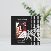 招待状白黒アジアバンブ 招待状 (スタンド正面)