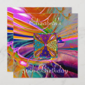 招待状着色ステンドグラス抽象芸術 招待状 (正面/裏面)