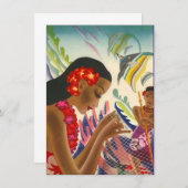 招待状空白の招待状ティキトロピカルルアウ(ハワイ式宴会)パーティー 招待状 (正面/裏面)