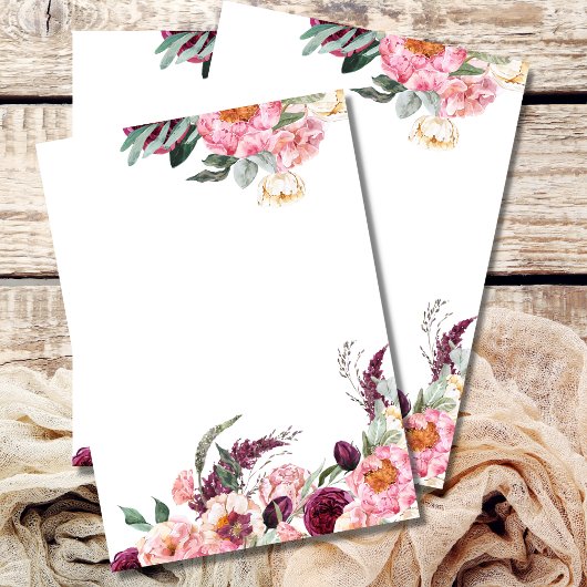 招待状空白の赤面ピンクブルガンディピーニーバラ 招待状