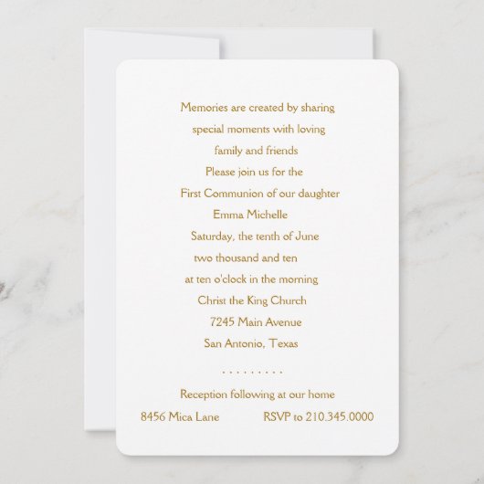 招待状第一聖体交華美十字架 招待状 (裏面)