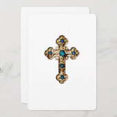 招待状第一聖体華美金ゴールドクロス 招待状 (正面/裏面)