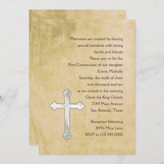 招待状第1コミューニオンウォーターカラー 招待状 (正面/裏面)