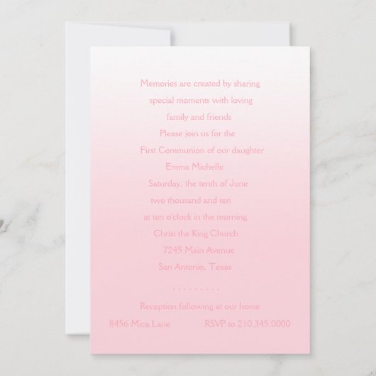 招待状第1聖体水カラークロスピンク 招待状 (裏面)