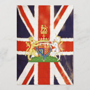 招待状紋章付き外衣が付いているヴィンテージの英国国旗 招待状