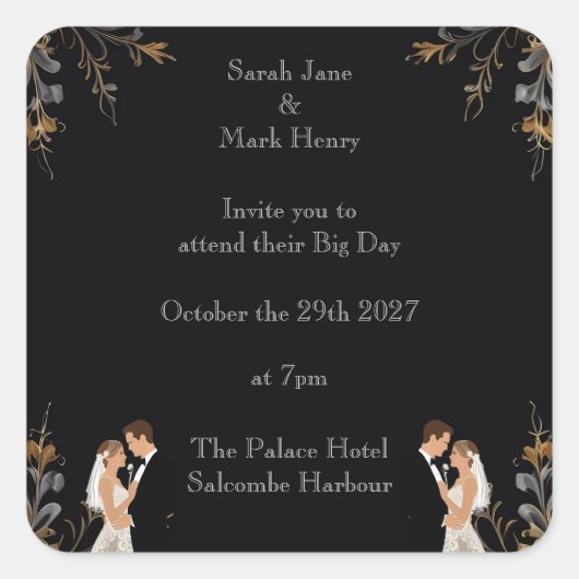 招待状結婚のパーソナライズ可能なレイアウト スクエアシール (正面)