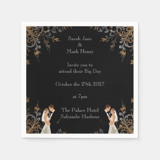 招待状結婚のパーソナライズ可能なレイアウト スタンダードカクテルナプキン (正面)