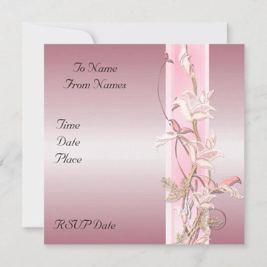 招待状結婚のピンクの写真フローラ枠 招待状 (裏面)