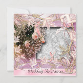 招待状結婚のピンクの写真フローラ枠 招待状 (正面)