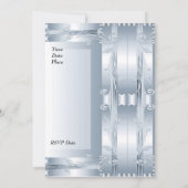 招待状結婚ズシルバーブルーアールデコフローラ 招待状 (裏面)