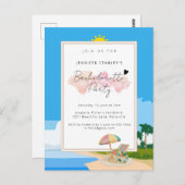 招待状葉書、ビーチバチェロレッテ招待状 ポストカード (正面/裏面)