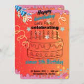 招待状誕生日カラフル 招待状 (正面/裏面)