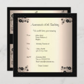 招待状誕生日グラモールクリームブラックフローラ 招待状 (正面/裏面)