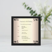 招待状誕生日グラモールクリームブラックフローラ 招待状 (スタンド正面)