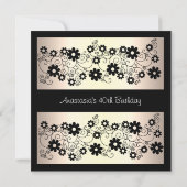 招待状誕生日グラモールクリームブラックフローラ 招待状 (裏面)