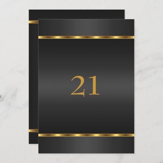 招待状誕生日グラモールブラックアンド金ゴールド 招待状 (正面/裏面)