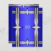 招待状誕生日コバルトブルー&シルバー 招待状 (正面/裏面)