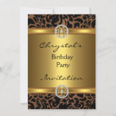 招待状誕生日パーティワイルドアニマル金ゴールドジュエル 招待状 (正面)