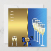 招待状誕生日パーティーエレガントブルーブラック金ゴールド 招待状 (裏面)