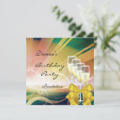 招待状誕生日パーティーエレガントモダングリーンゴル 招待状 (スタンド正面)