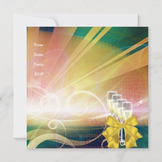 招待状誕生日パーティーエレガントモダングリーンゴル 招待状 (裏面)