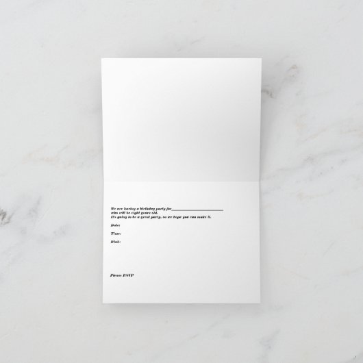 招待状誕生日パーティー8歳の男の子または女の子 招待状 (内部)