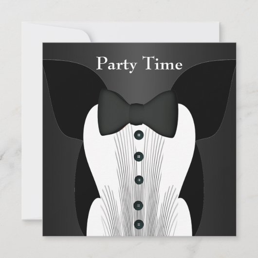 招待状誕生日ブラックタイスーツ 招待状 (正面)