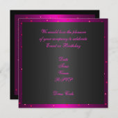 招待状誕生日ブラック&ホットピンクスポット 招待状 (正面/裏面)